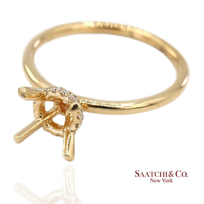 18K(750) Yellow Gold Natural Brilliant Diamond Mounting Ring