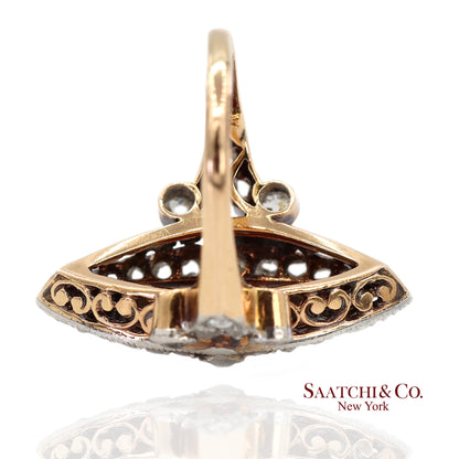 Vintage 14K(585) Yellow and White Gold Natural Diamond and Ruby Ring