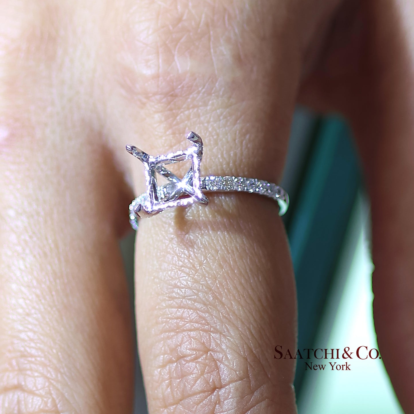 14K (585) White Gold Lab CVD Brilliant Diamond Semi Mount Ring Size 7