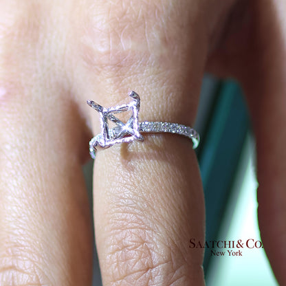 14K (585) White Gold Lab CVD Brilliant Diamond Semi Mount Ring Size 7