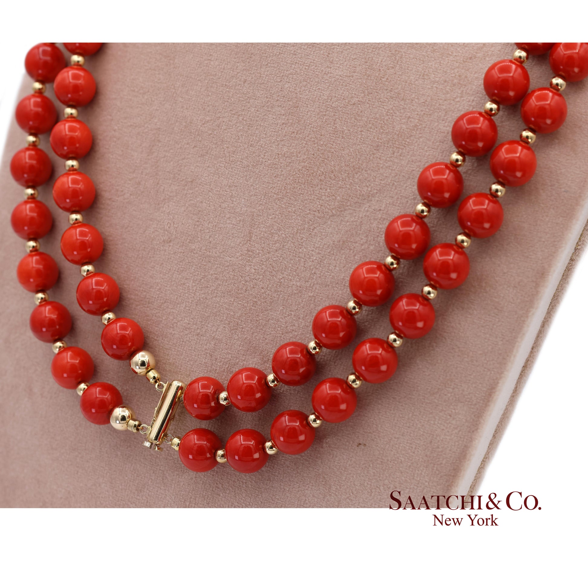 14K(585) Solid Yellow Gold Coral Necklace