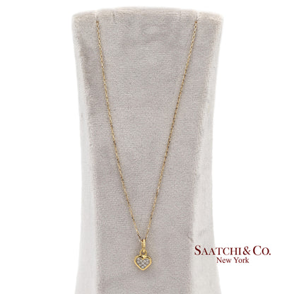 18K Natural Diamond Heart Shape Pendant with 14K Yellow Gold Chain