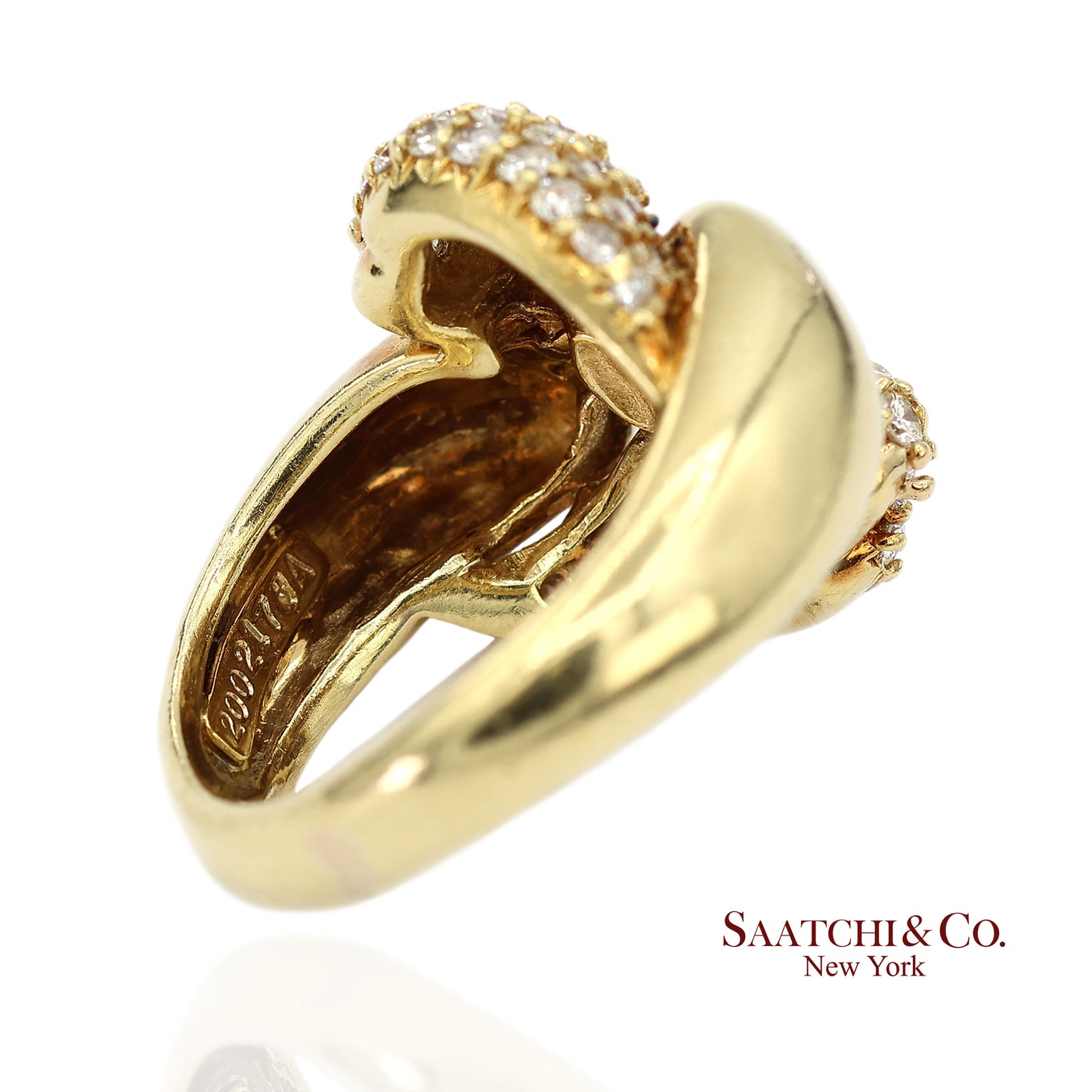 18K (750) Yellow Gold Natural Diamond Jose Hess Vintage Designer Ring