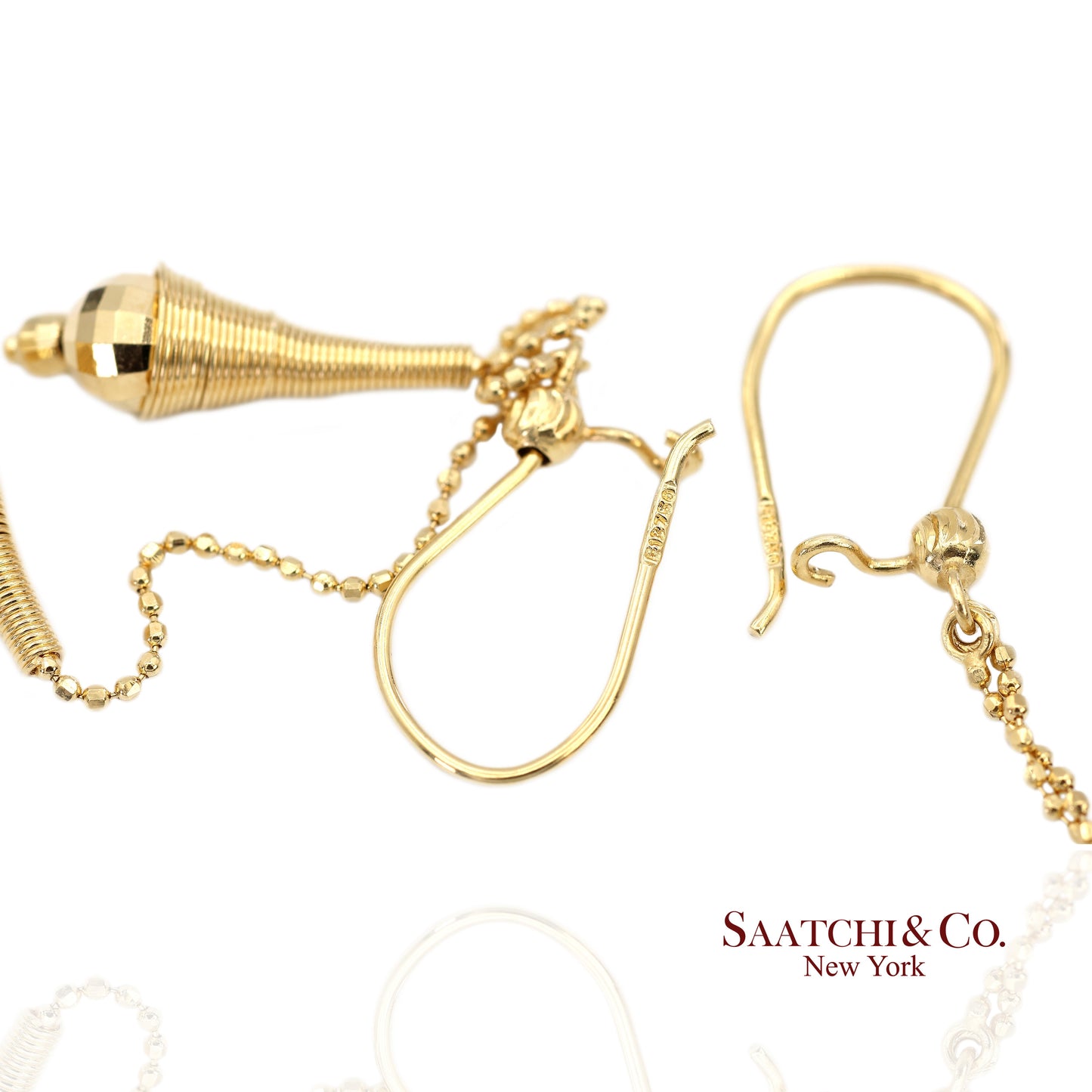 18K (750) Yellow Gold Drop Dangling Earrings