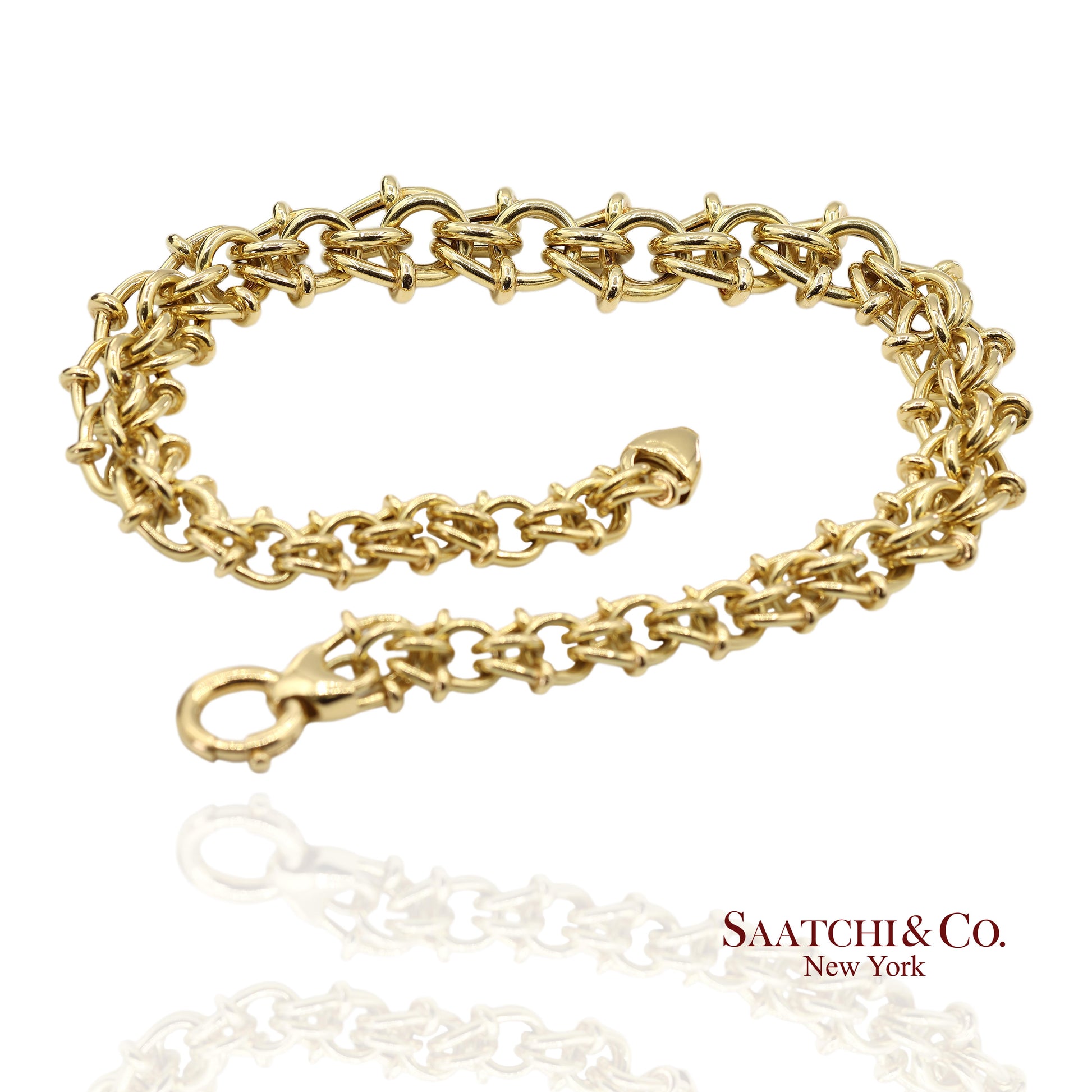 18K(750) Solid Yellow Gold Graduated Byzantine Chain Necklace