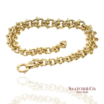 18K(750) Solid Yellow Gold Graduated Byzantine Chain Necklace