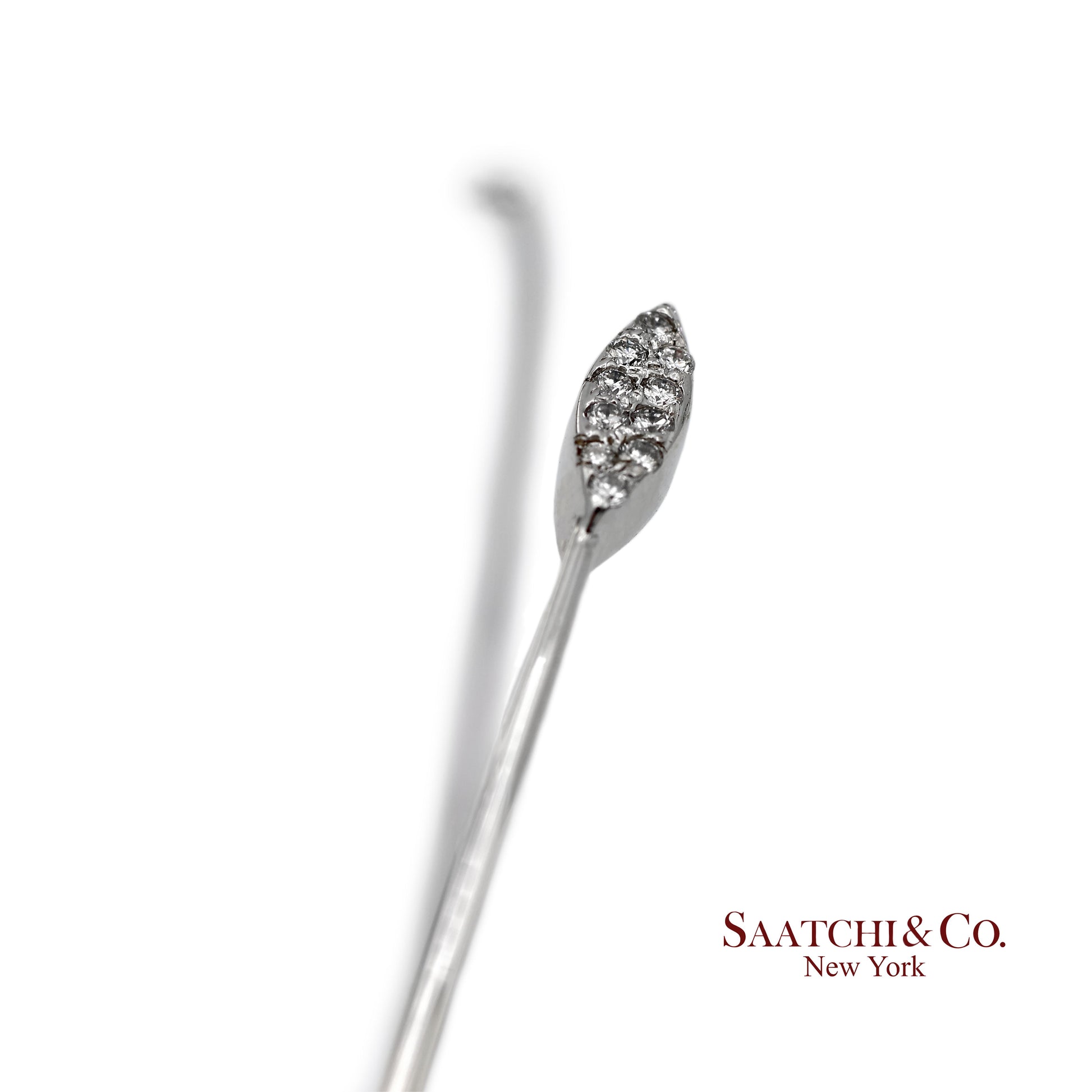 18K(750) Solid White Gold Natural Diamond Marquise Shape Bangle Bracelet