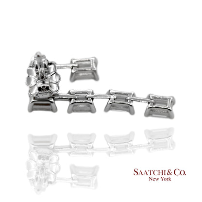 18K(750) White Gold Natural Diamond Emerald Cut Earrings
