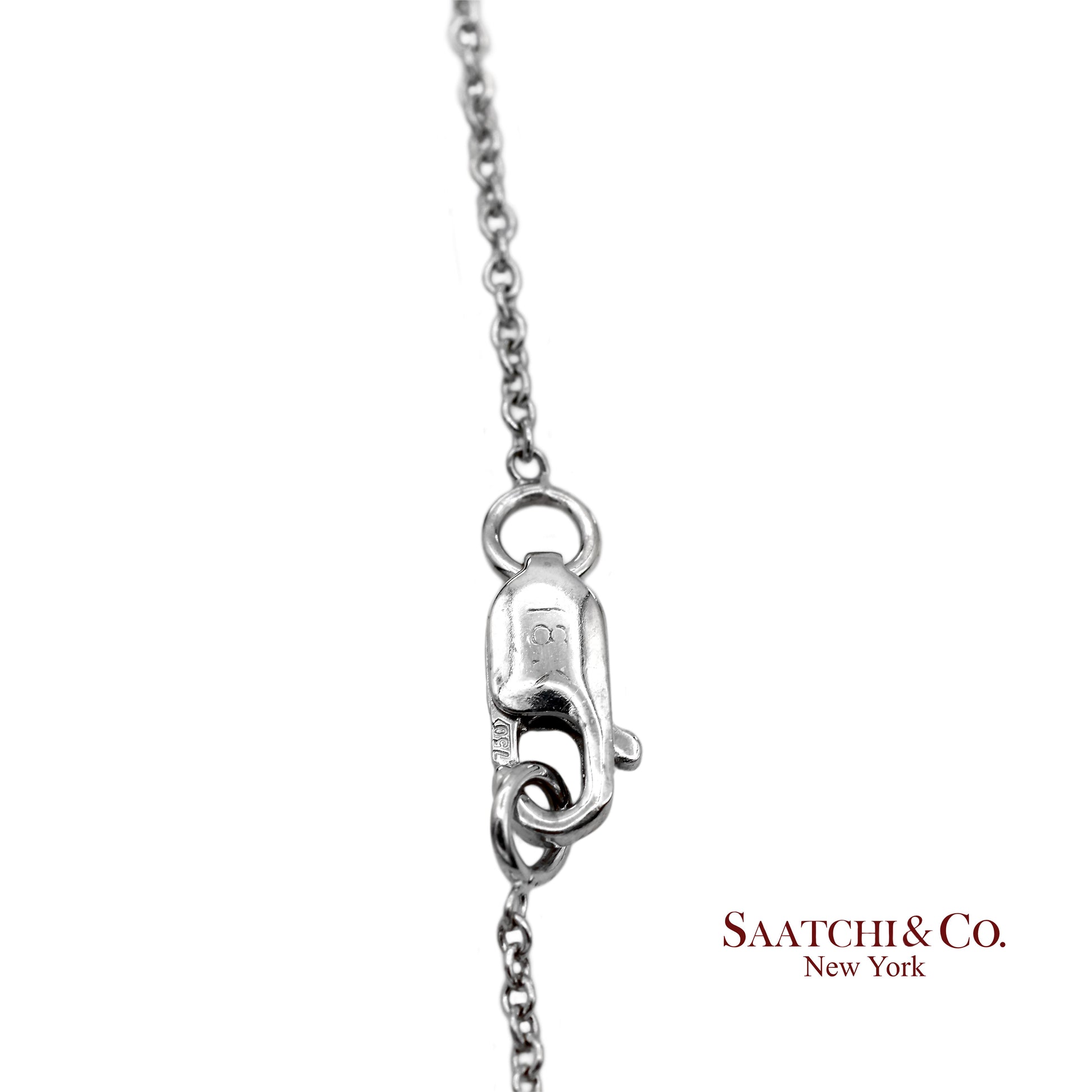 18K(750) White Gold Natural Diamond Leaf Shape Pendant Necklace with Chain