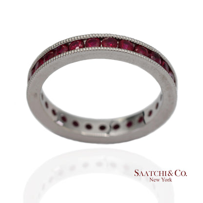 14K(585) Solid White Gold Hand Milgrain Band Ring
