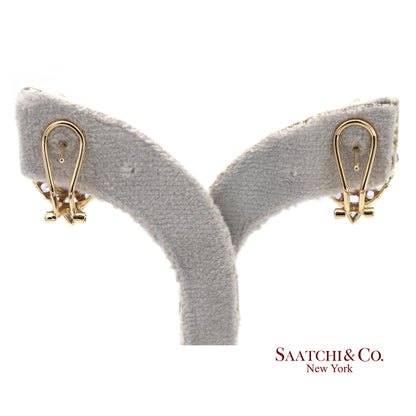 14K(585) Solid Yellow Gold Natural Purple Stone Omega Back Earrings