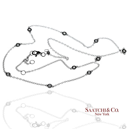 14K(585) White Gold Natural Diamond Adjustable By the Yard Necklace/Pendant