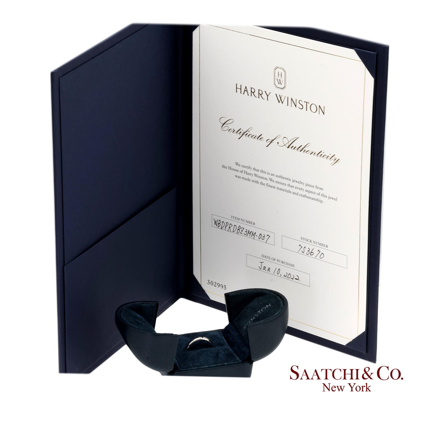 Platinum 950 Harry Winston Natural Single Diamond Band Ring