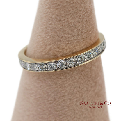14K 585 Solid Yellow Gold Natural Diamond Band Ring