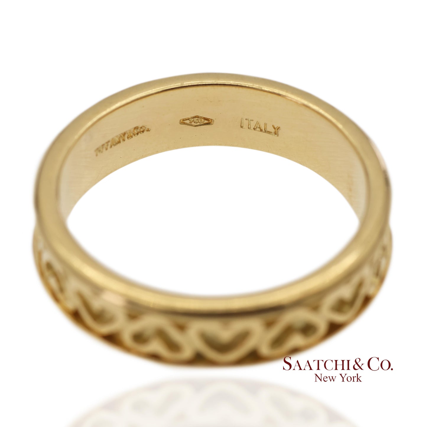 Vintage Tiffany & Co. 18K 750 Solid Yellow Gold Heart Shape Band Ring