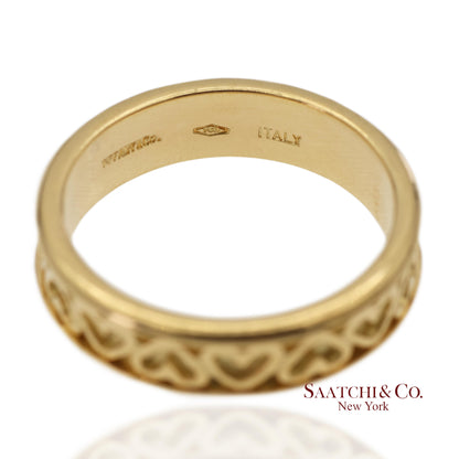 Vintage Tiffany & Co. 18K 750 Solid Yellow Gold Heart Shape Band Ring