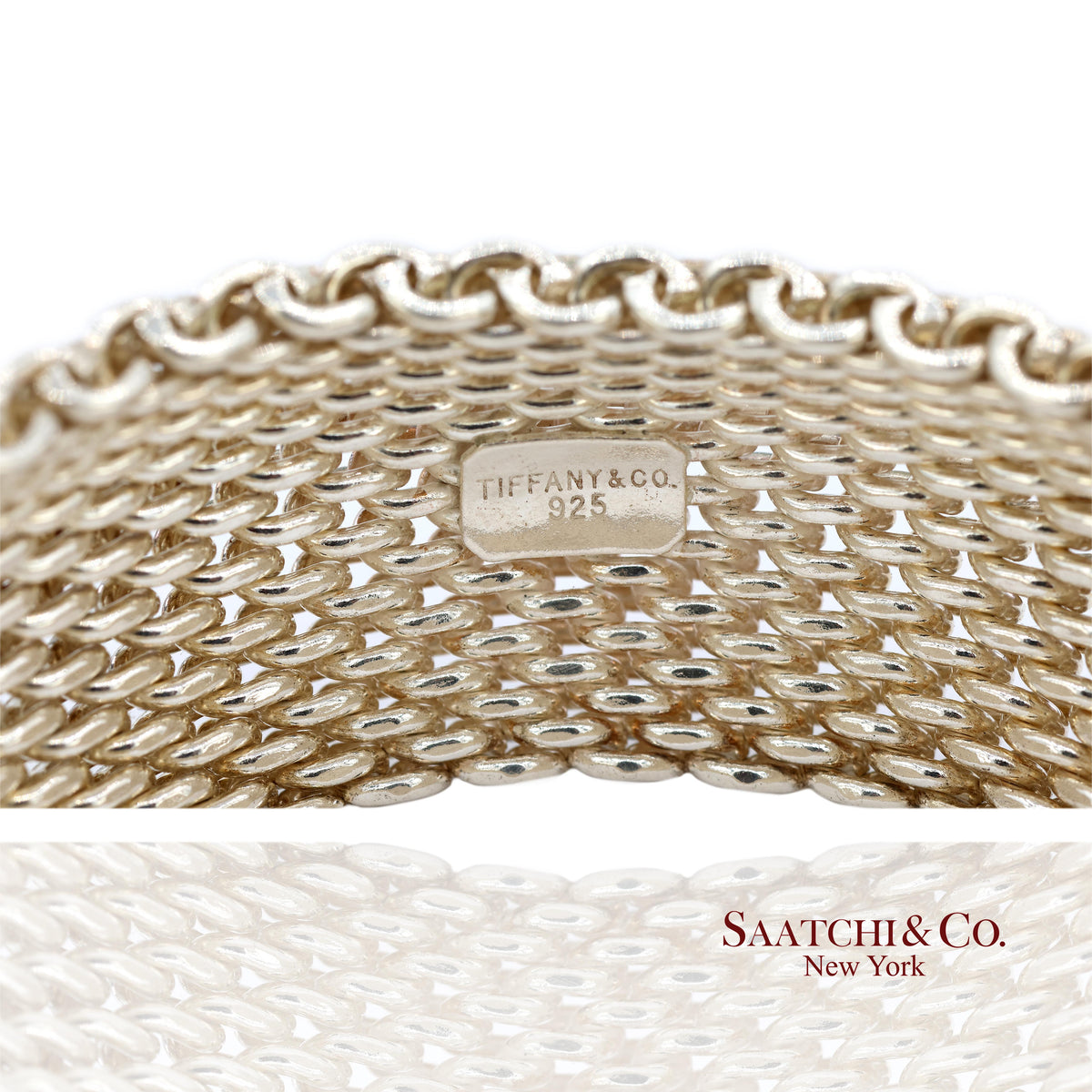 Tiffany & Co. Sterling Silver Somerset Mesh Wide Bangle Bracelet