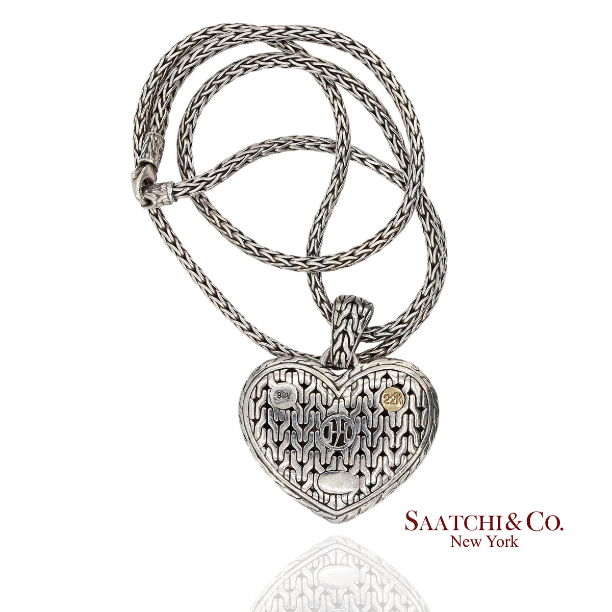 John Hardy 22K Yellow Gold and Sterling Silver Heart Pendant Necklace