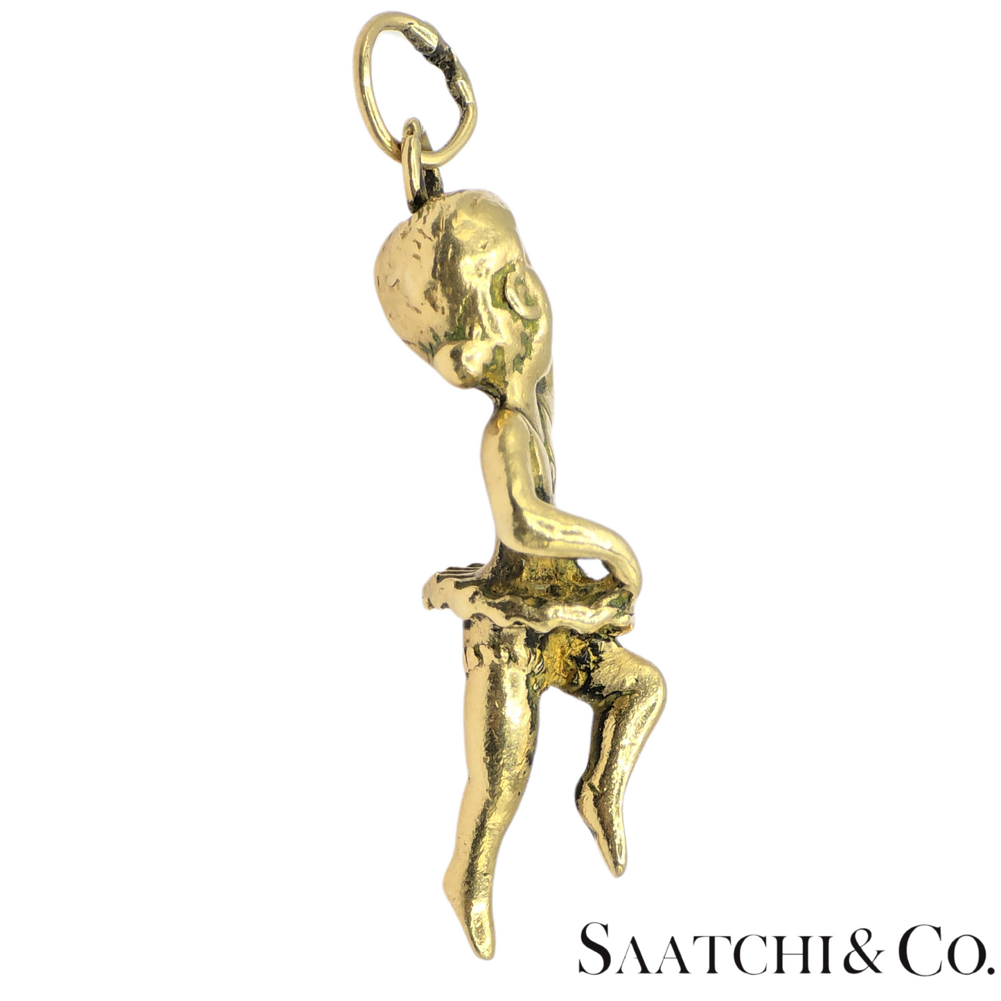 Dancer / Statue 14K (585) Gold Vintage Charm For Bracelet; 5.6 Gram