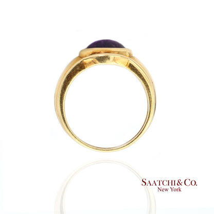 18k (750) Yellow Gold Natural cabochon Amethyst Ring