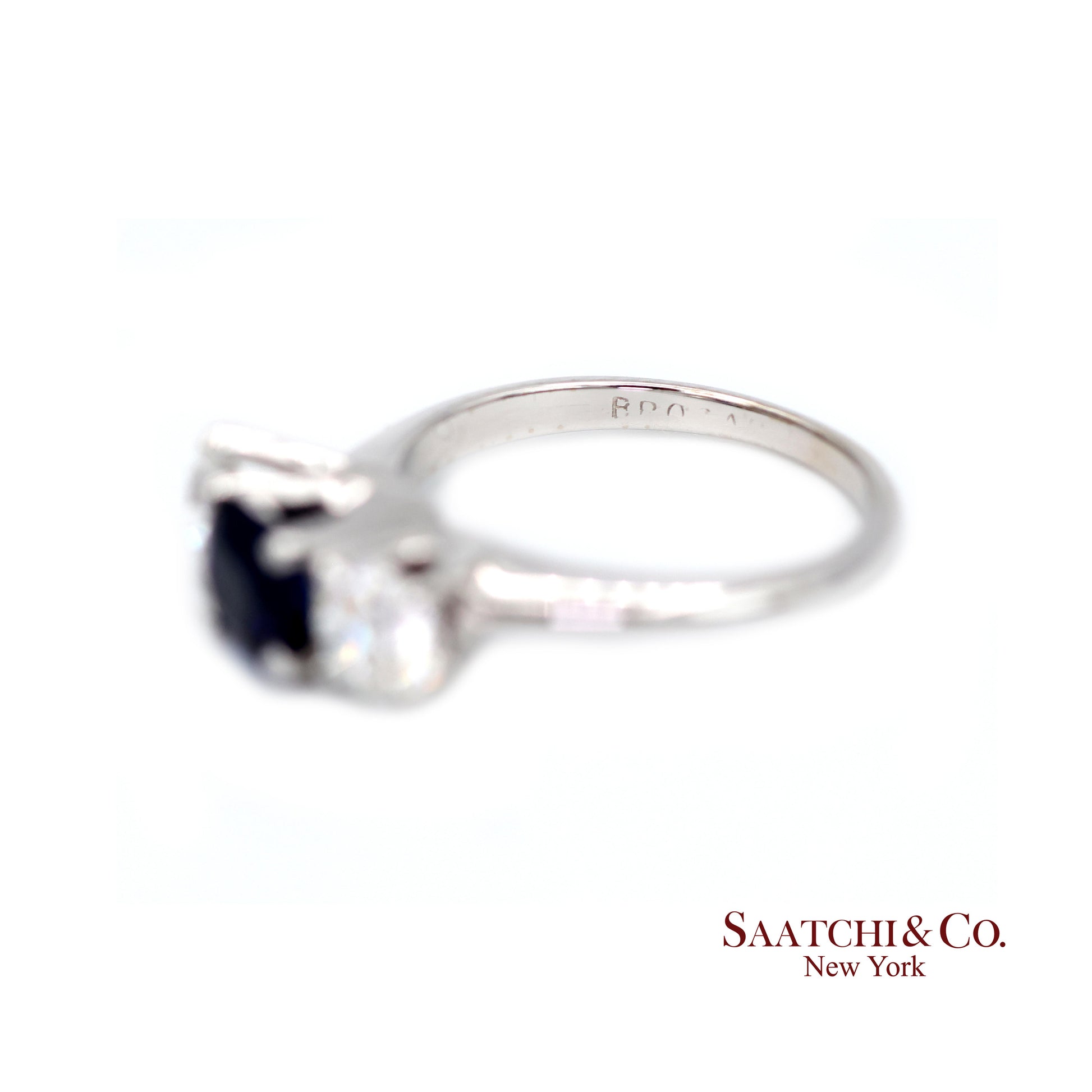 18k (750) White Gold Natural Sapphire and Diamond Ring Size 5