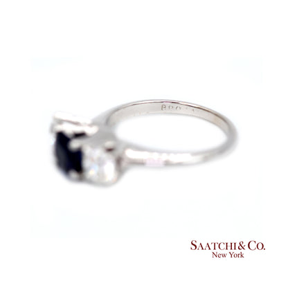 18k (750) White Gold Natural Sapphire and Diamond Ring Size 5