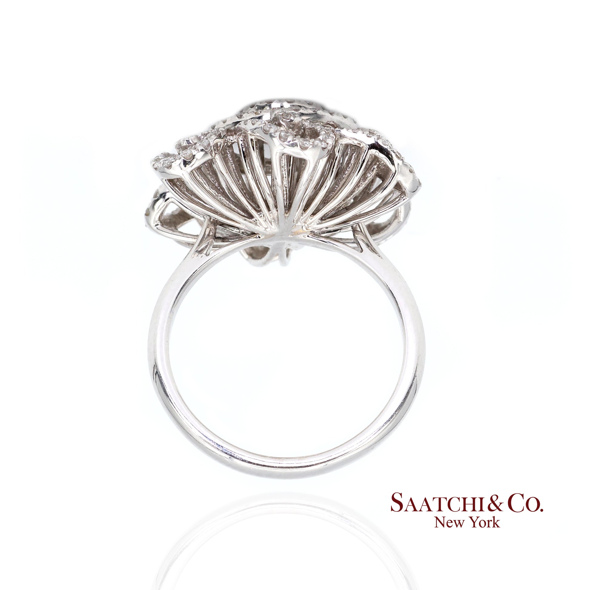 14k(585) White Gold  Natural Diamond Ring Size 7