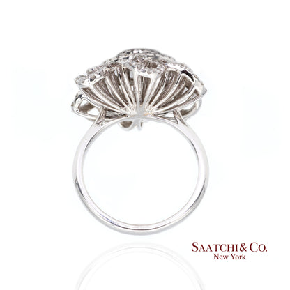 14k(585) White Gold  Natural Diamond Ring Size 7