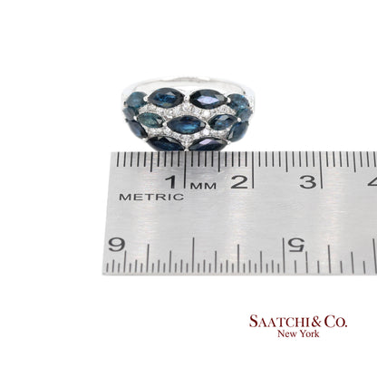 18k (750) White Gold Natural Diamond and Sapphire Ring Size 6.5