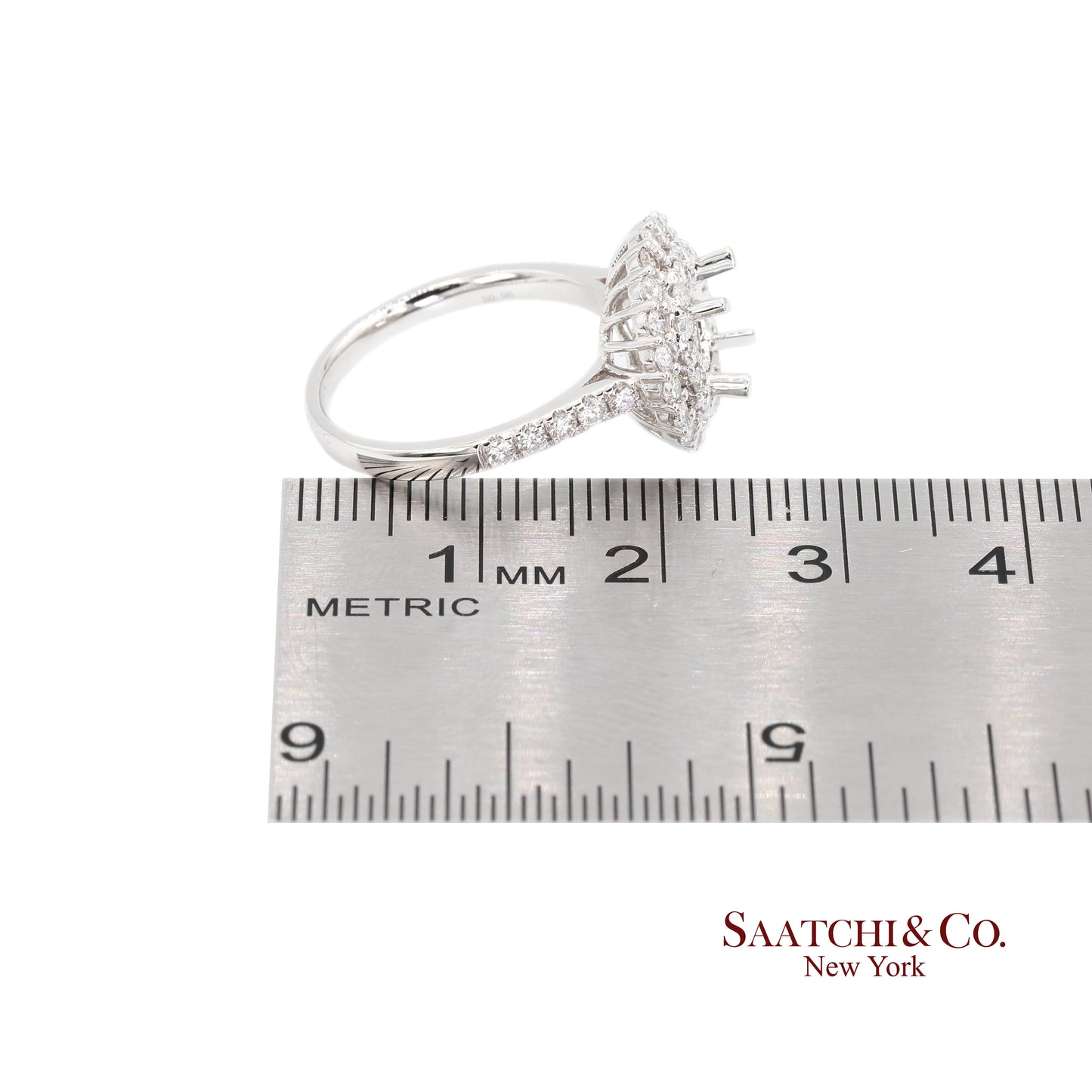 Platinum 950 Natural Brilliant Diamond Mounting Ring Size 6.5