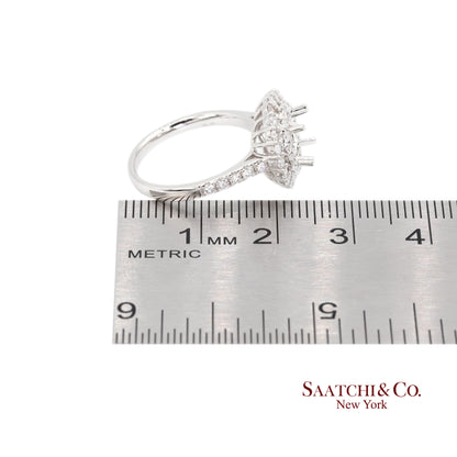 Platinum 950 Natural Brilliant Diamond Mounting Ring Size 6.5