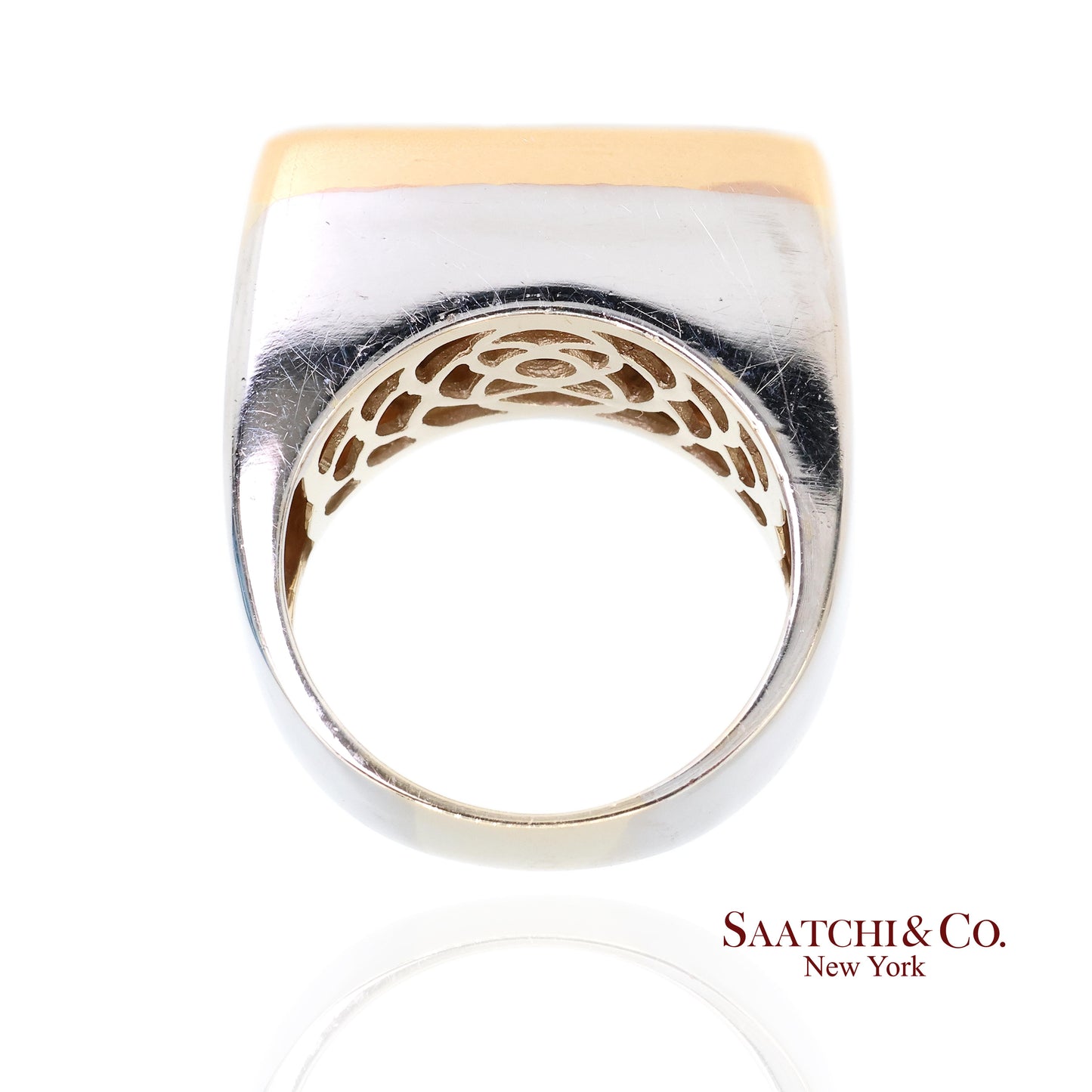 18k (750) Two Tone White Yellow Gold Natural Diamond Ring