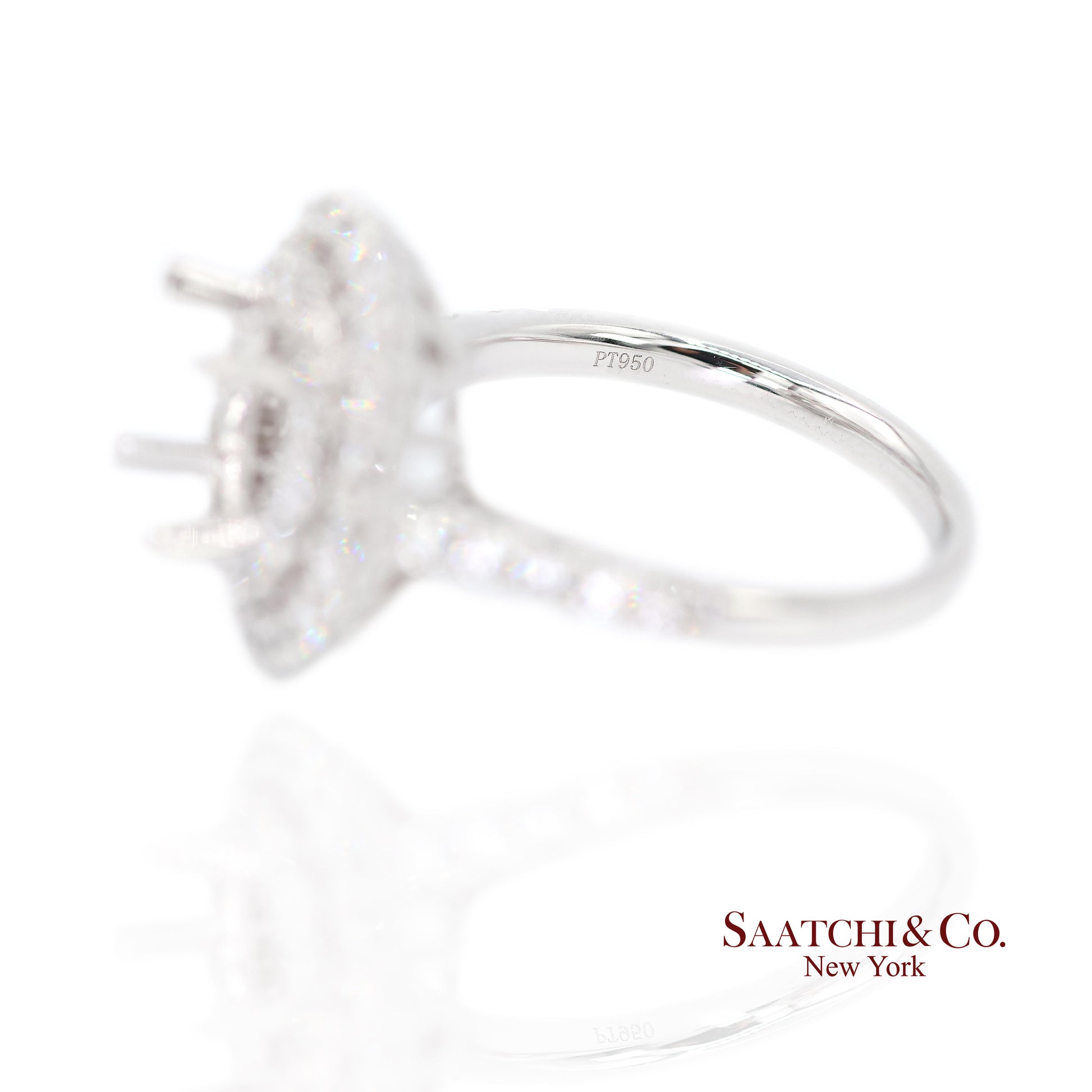 Platinum 950 Natural Brilliant Diamond Mounting Size 6.5