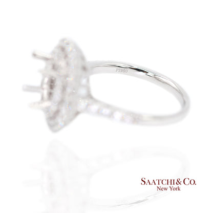 Platinum 950 Natural Brilliant Diamond Mounting Size 6.5