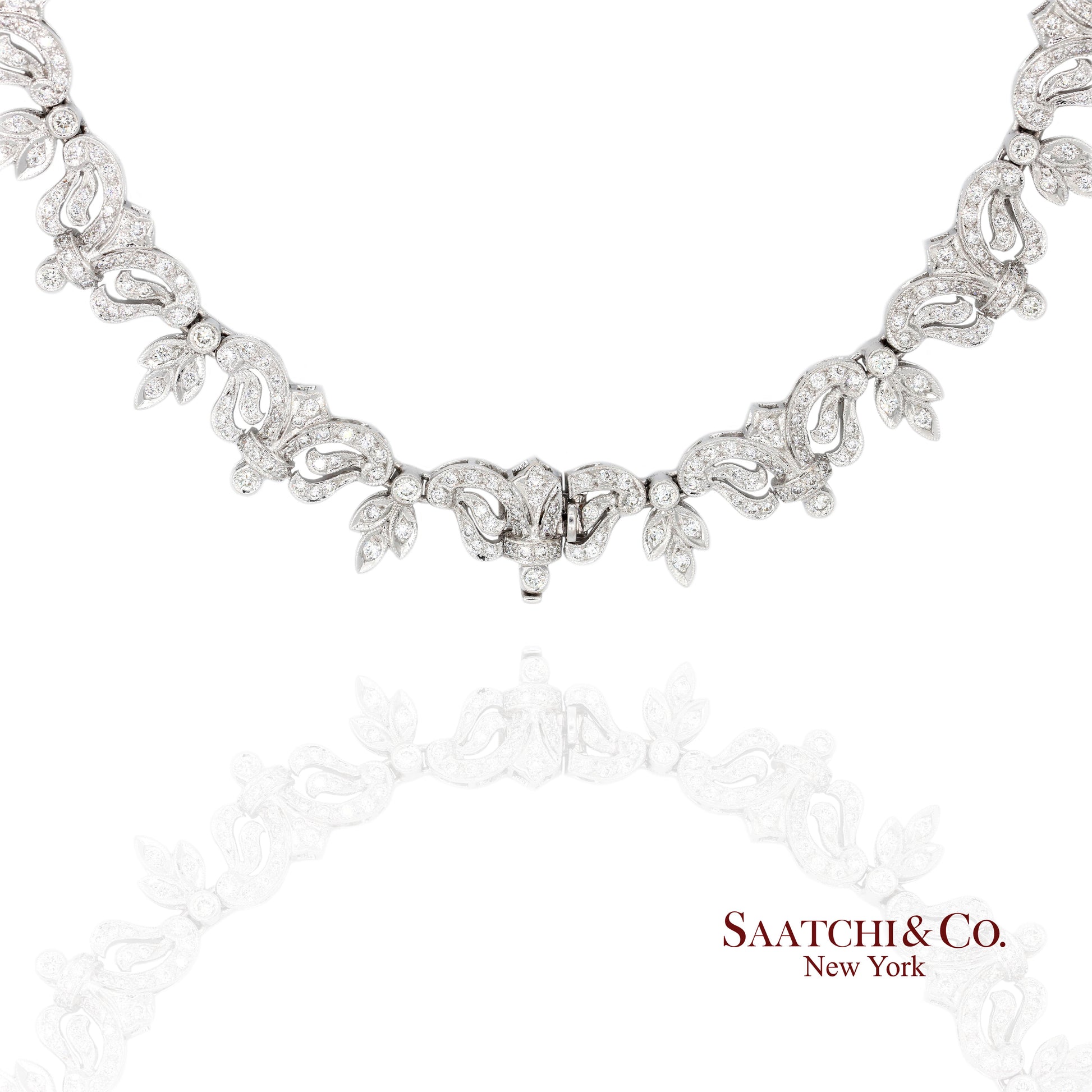 10K White Gold Natural Diamond Royal Blue Topaz Elegant Necklace