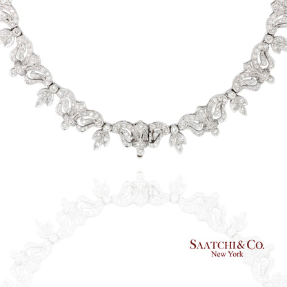 10K White Gold Natural Diamond Royal Blue Topaz Elegant Necklace