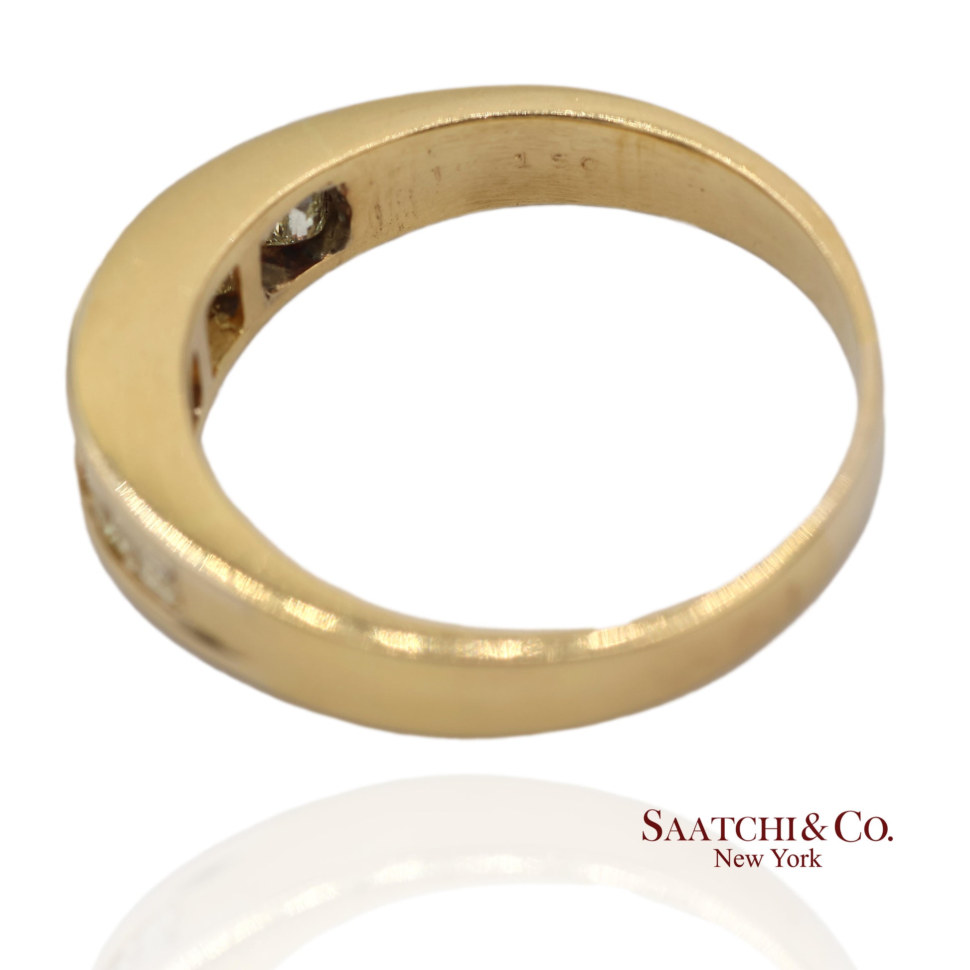 14K(585) Vintage Solid Yellow Gold Natural Baguette Diamond Band Ring