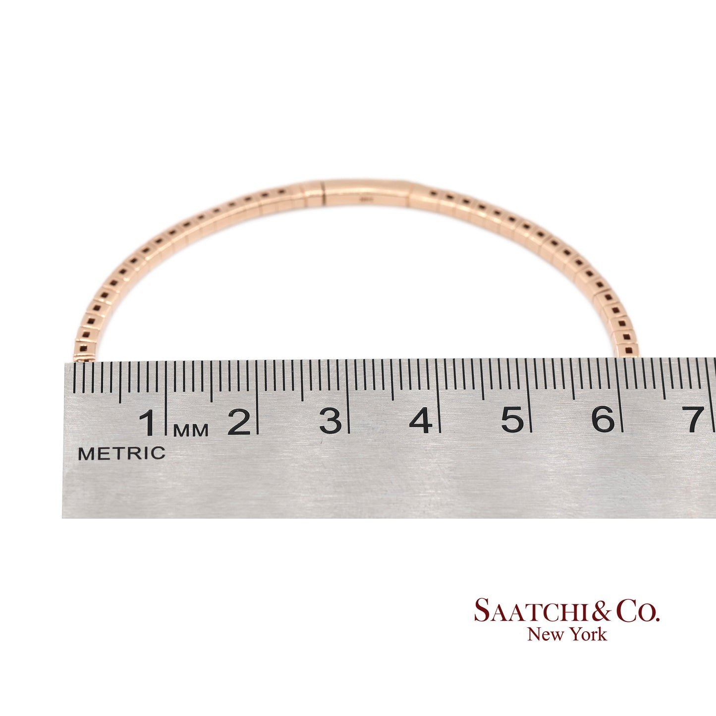 14K (585) Solid Rose Gold Flexible Natural Diamond Bangle Tennis Bracelet