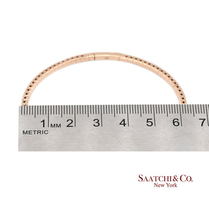 14K (585) Solid Rose Gold Flexible Natural Diamond Bangle Tennis Bracelet
