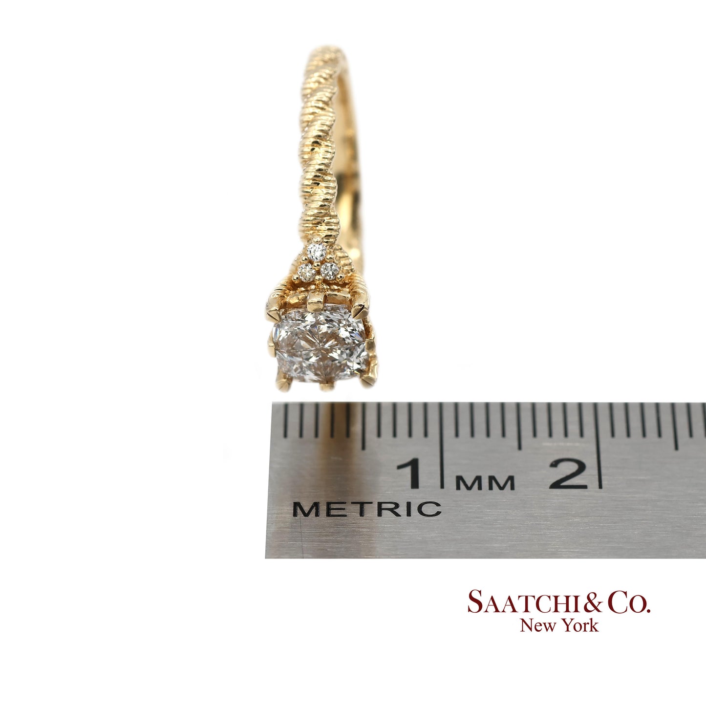 Judith Ripka 14K (585) Yellow Gold Natural Diamond Square Illusion Band Ring