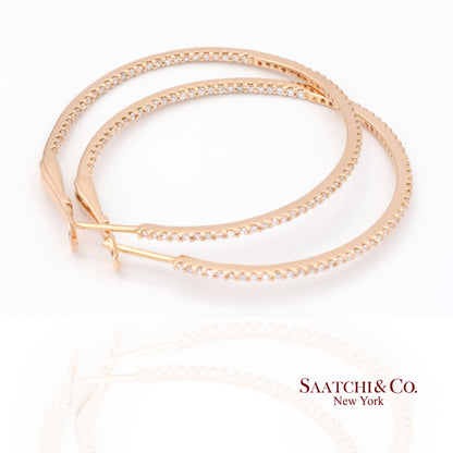18k (750) Rose Gold Natural Diamond Hoop Earrings