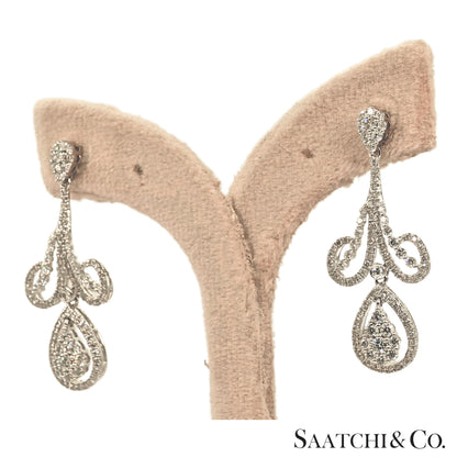 Natural Diamond Earring Pear Shape in 18K (750) White Gold