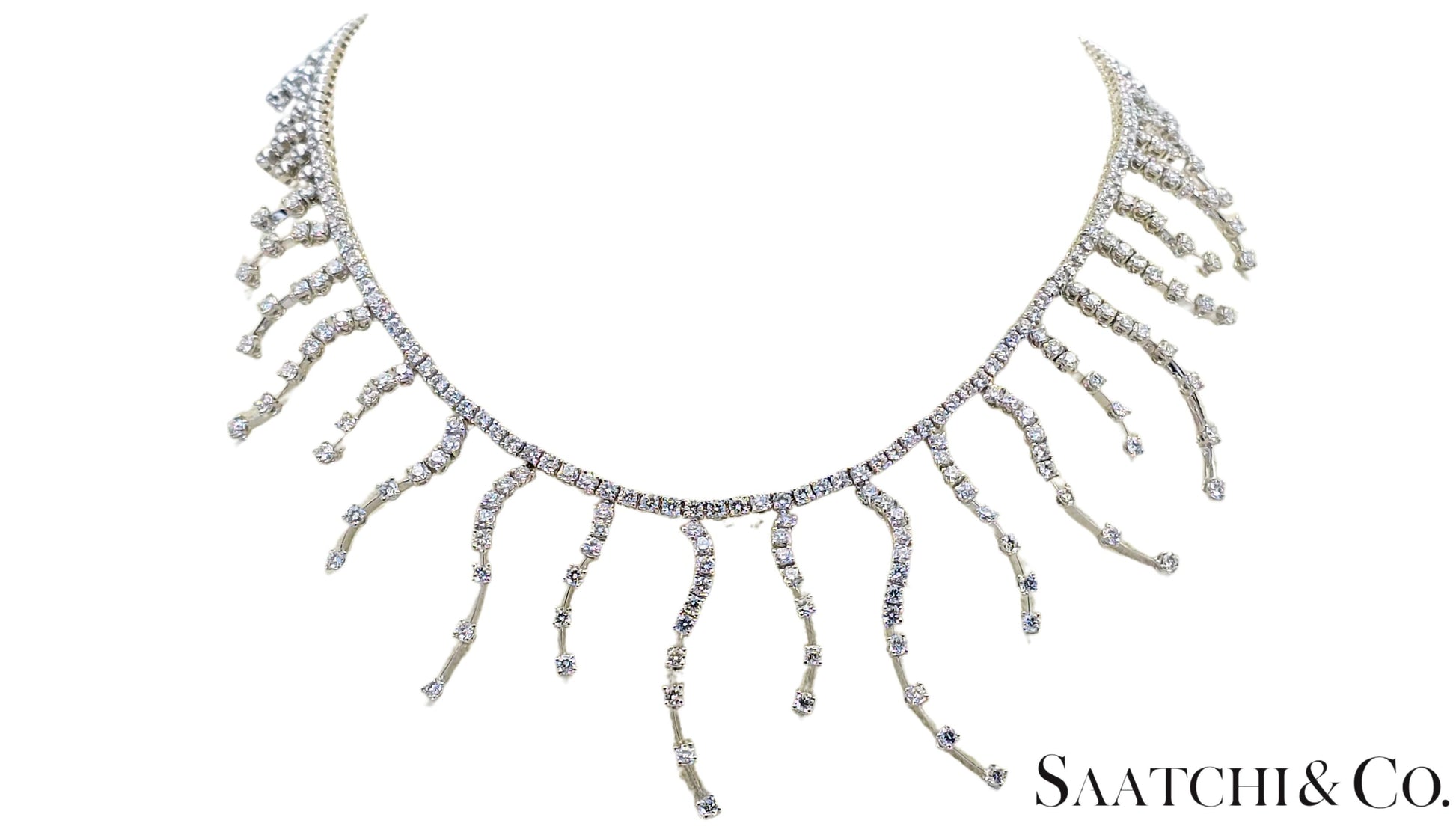 18K (750) White Gold - 12.60 Ct Natural Diamond -VVS: Necklace
