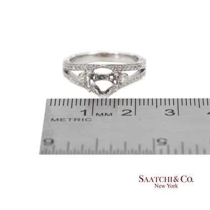 18K (750) White Gold Natural Brilliant Diamond Semi Mount Ring Size 6.5