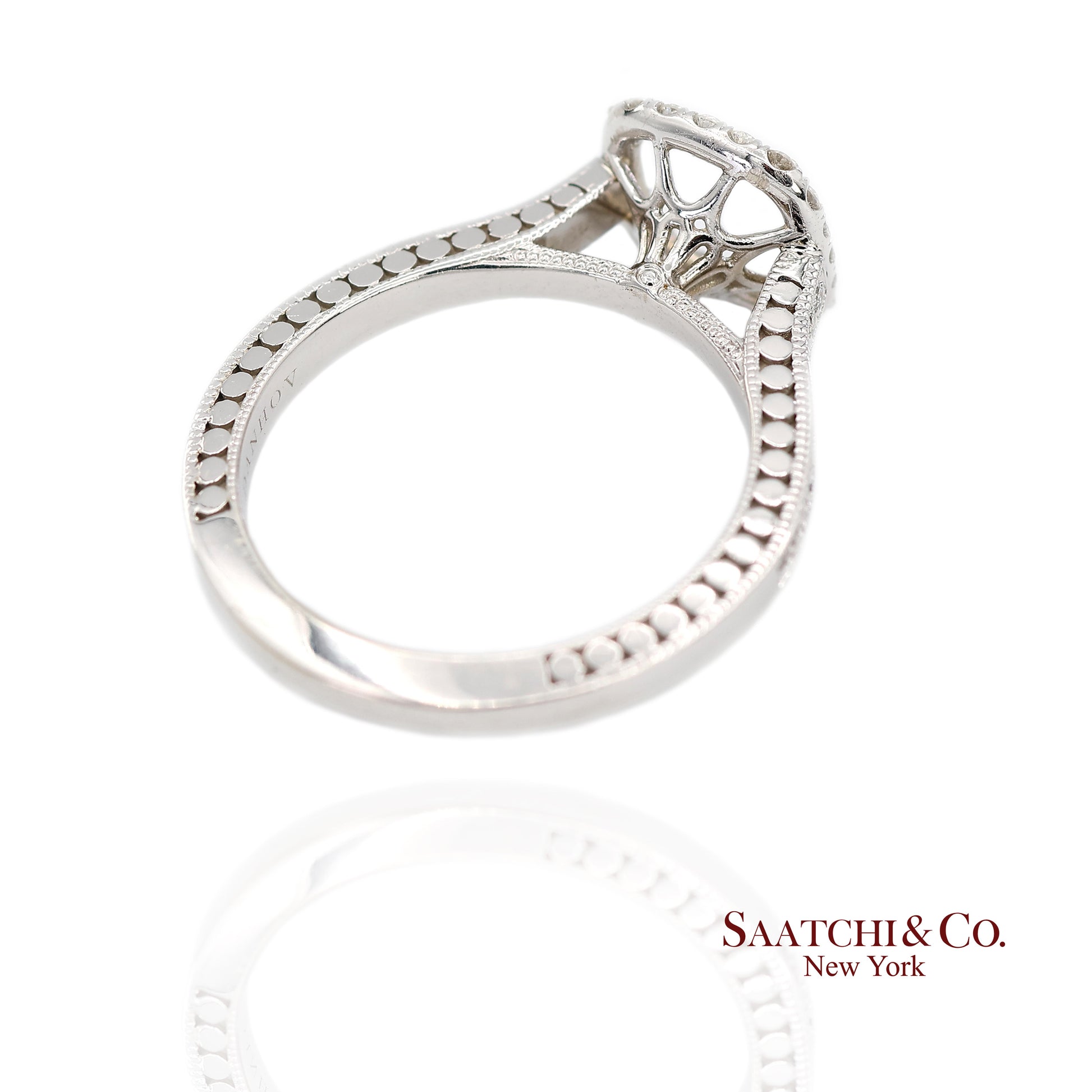 14K (585) White Gold Natural Brilliant Diamond Semi Mount Ring Size 7