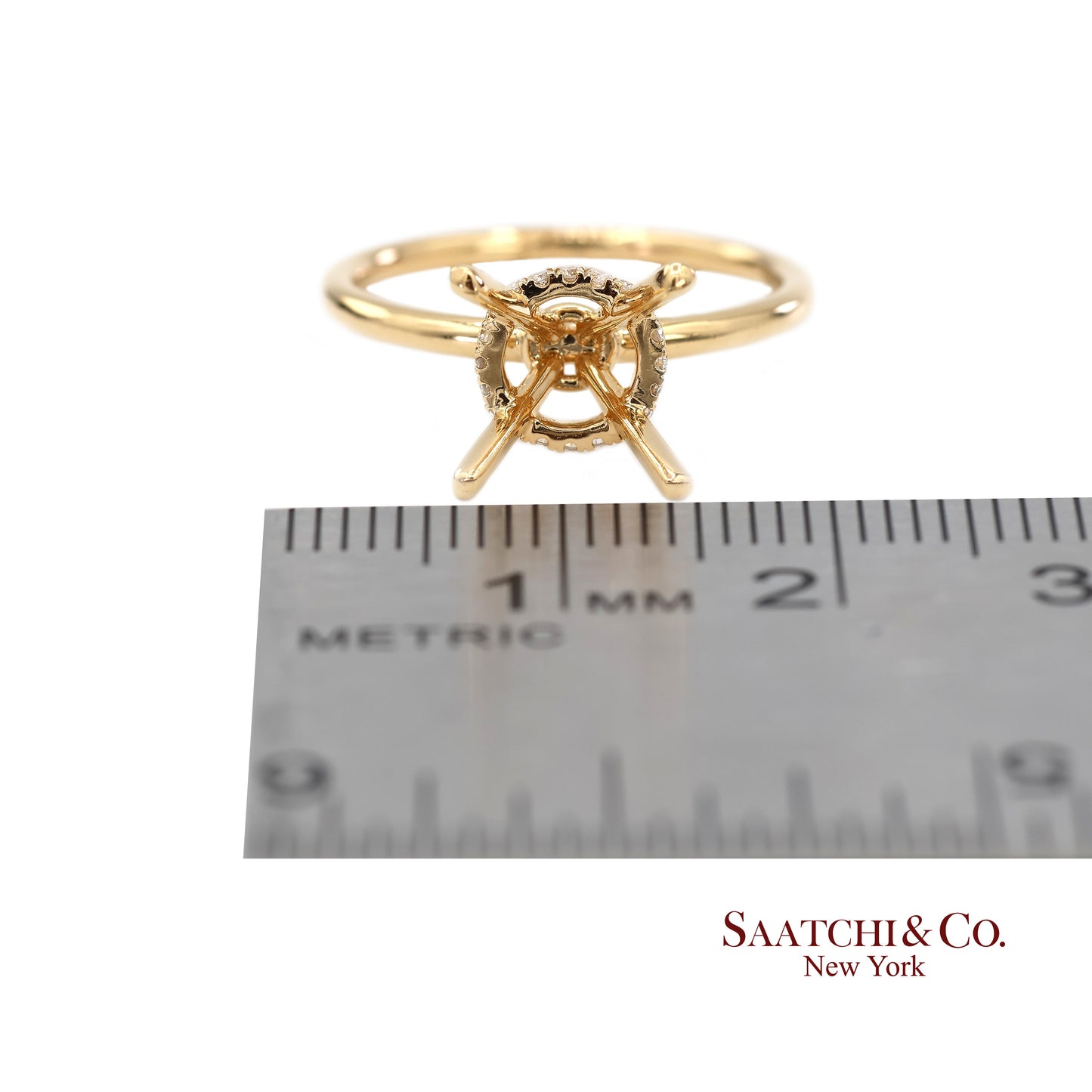 18K (750) Yellow Gold Natural Brilliant Diamond Semi Mount Ring Size 6