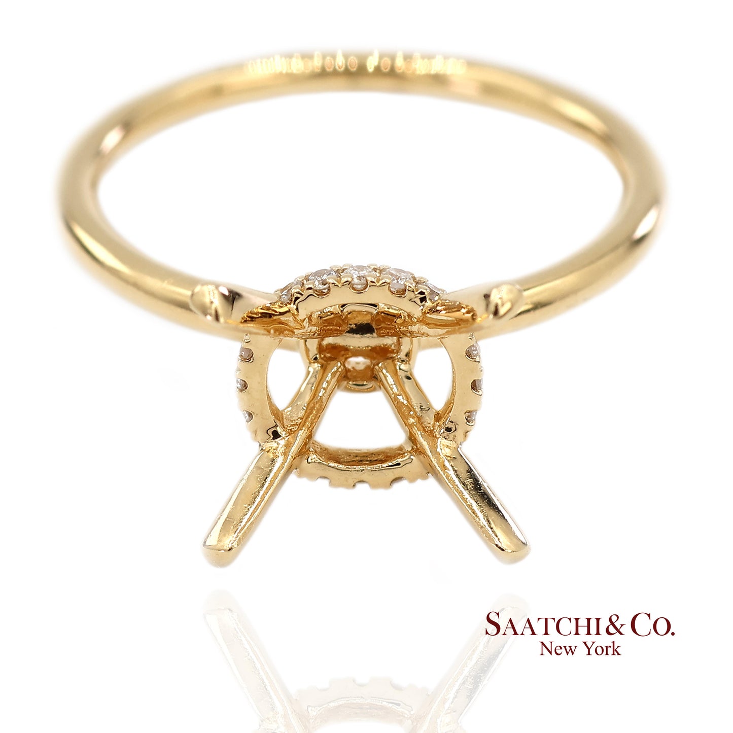 18K(750) Yellow Gold Natural Brilliant Diamond Mounting Ring