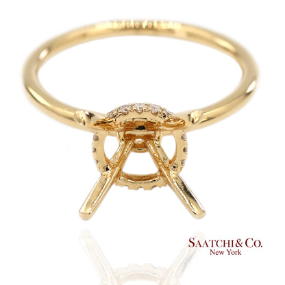 18K(750) Yellow Gold Natural Brilliant Diamond Mounting Ring