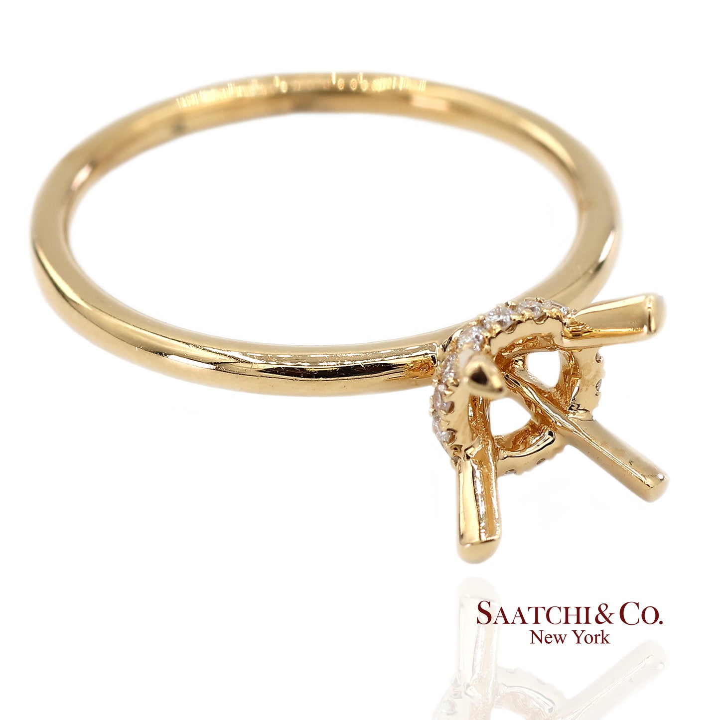 18K(750) Yellow Gold Natural Brilliant Diamond Mounting Ring
