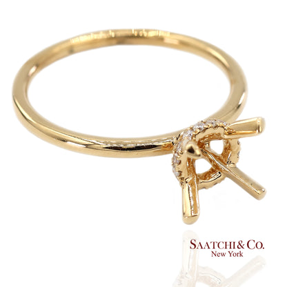 18K(750) Yellow Gold Natural Brilliant Diamond Mounting Ring